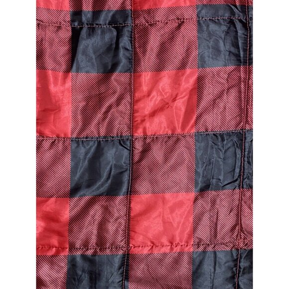 Eddie Bauer Down Alternative Throw blanket Red Black Buffalo Plaid Packable - Picture 4 of 11